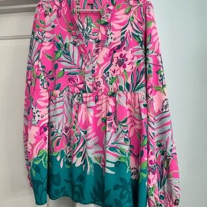 Lilly Pulitzer Pink and Green Floral Tunic